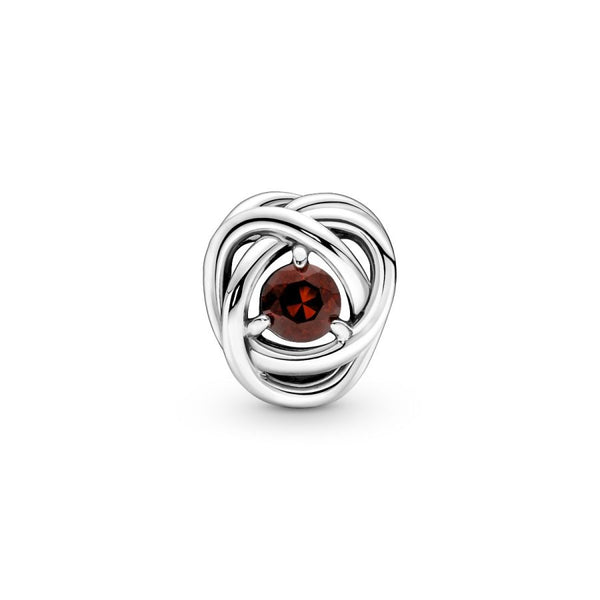 Charm Januar Geburtsstein Roter Ewigkeitskreis Sterling-Silber