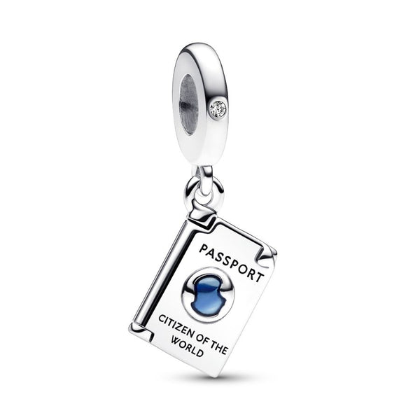 Charm-Anhänger Aufklappbarer Reisepass Sterling-Silber