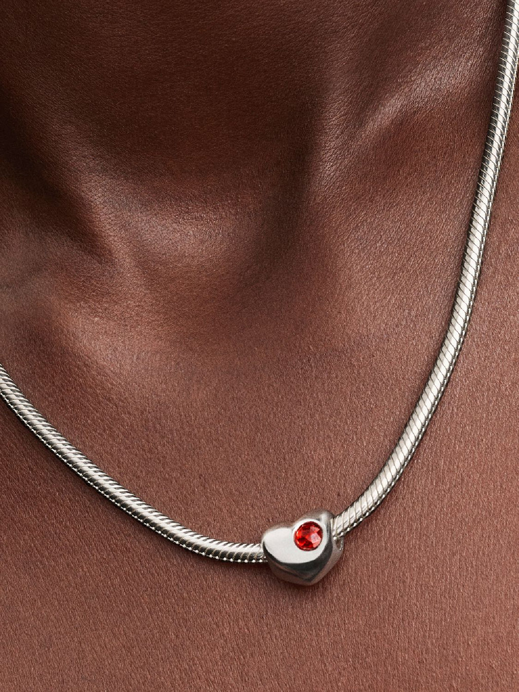 Gravierbares Roter Stein Herz-Charm Sterling-Silber