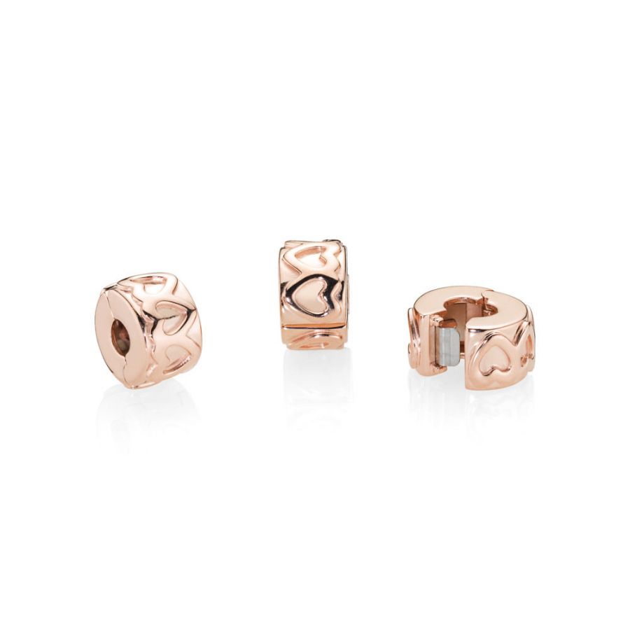 Rose  Charm Clip Row Of Hearts Herz