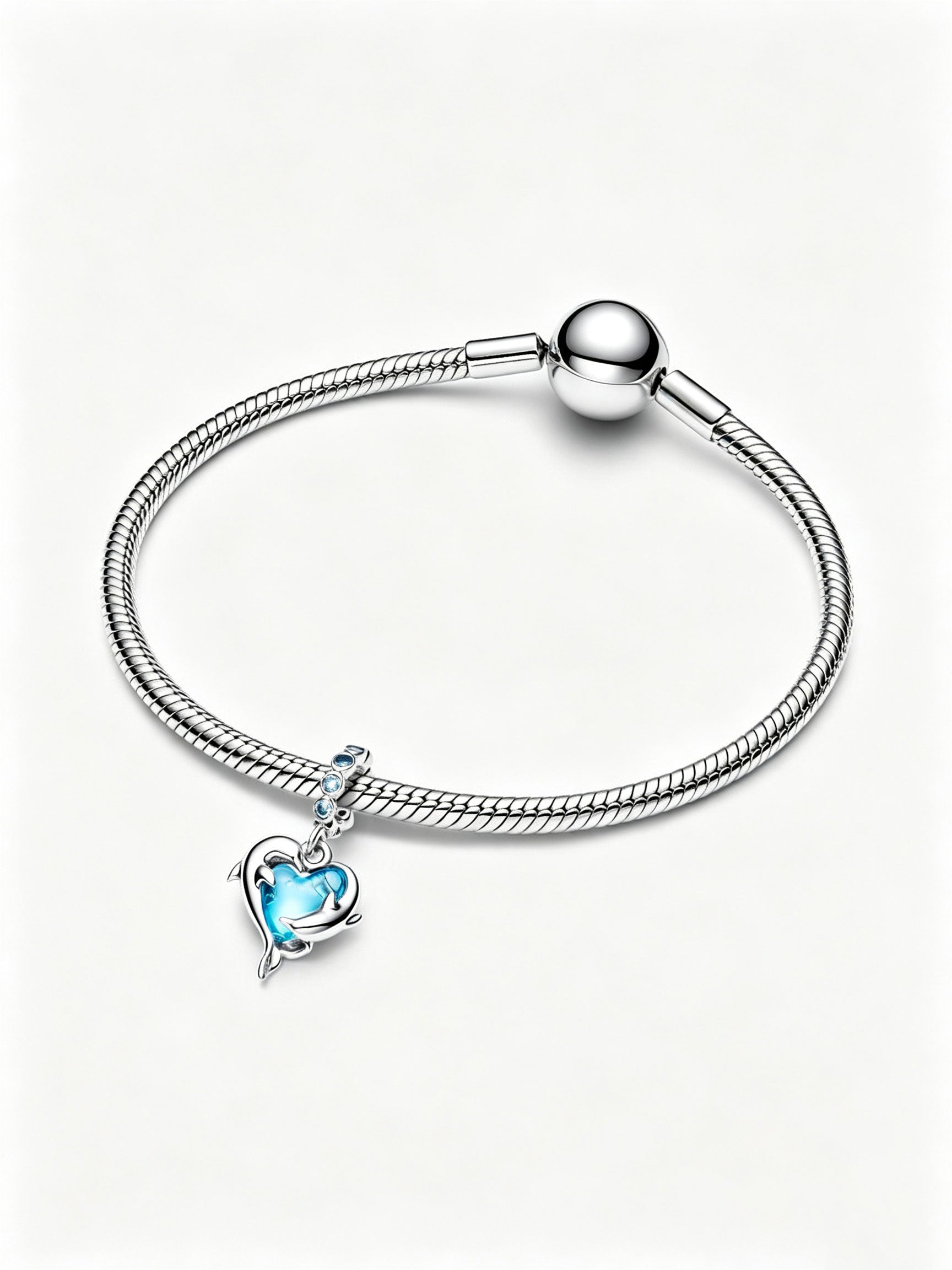 Blauer Murano-Glas Delfine Charm-Anhänger Sterling-Silber