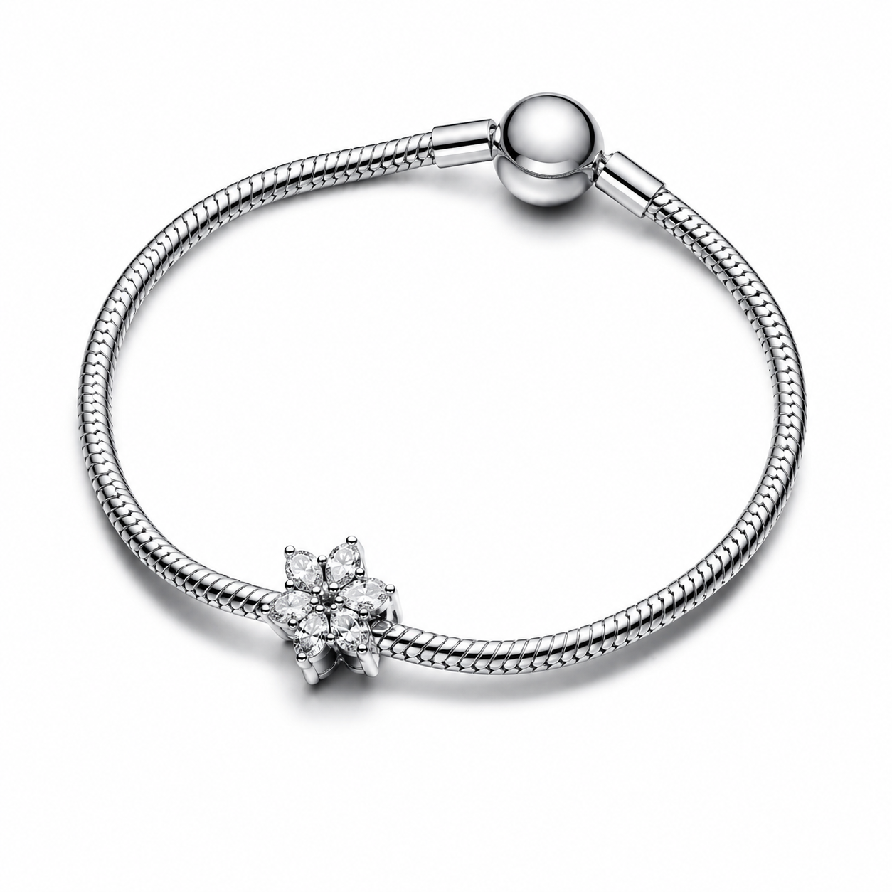 Charm Funkelndes Herbarium Cluster Zirkonia Silber