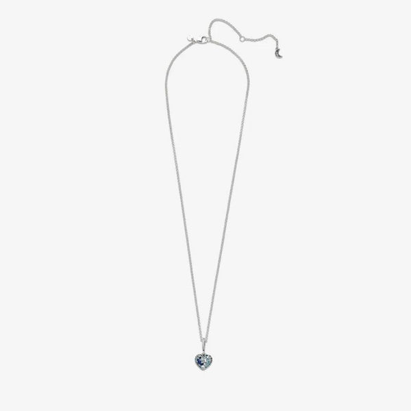 399232C01 Halskette Anhänger Funkelnde Blauer Mond & Sterne Herz