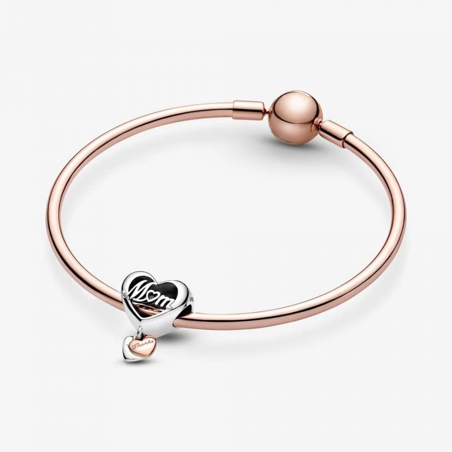 Rose  Charm-Anhänger Dankeschön Mum Herz Silber