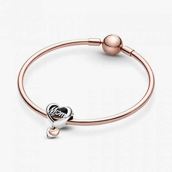 Rose  Charm-Anhänger Dankeschön Mum Herz Silber
