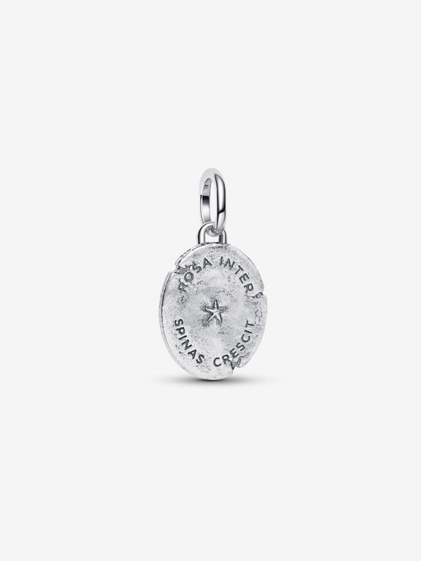 Rose Medaillon-Charm Sterling-Silber, 14 Karat Vergoldung
