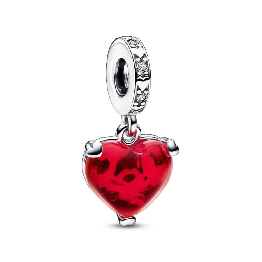 Charm-Anhänger Micky Minnie Maus Kuss Rotes Murano-Glas Zweitbild