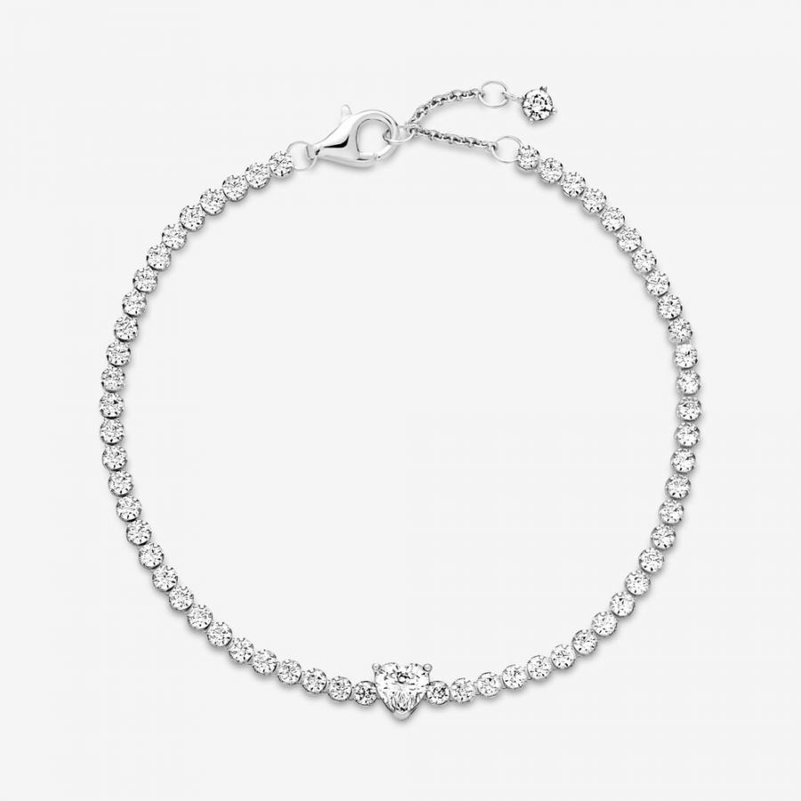 Tennisarmband Funkelndes Herz Zirkonia Silber Zweitbild
