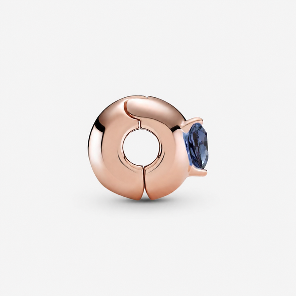 Rose  Clip Charm Blaues Herz Solitär