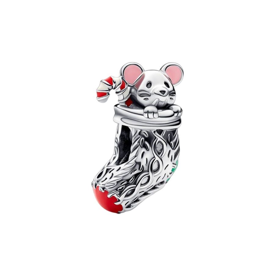 Charm Festliches Maus Weihnachtsstrumpf Silber Hauptbild