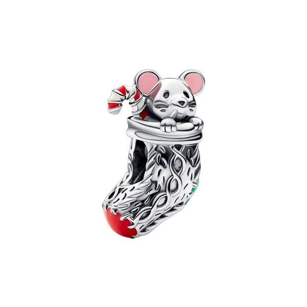 Charm Festliches Maus Weihnachtsstrumpf Silber