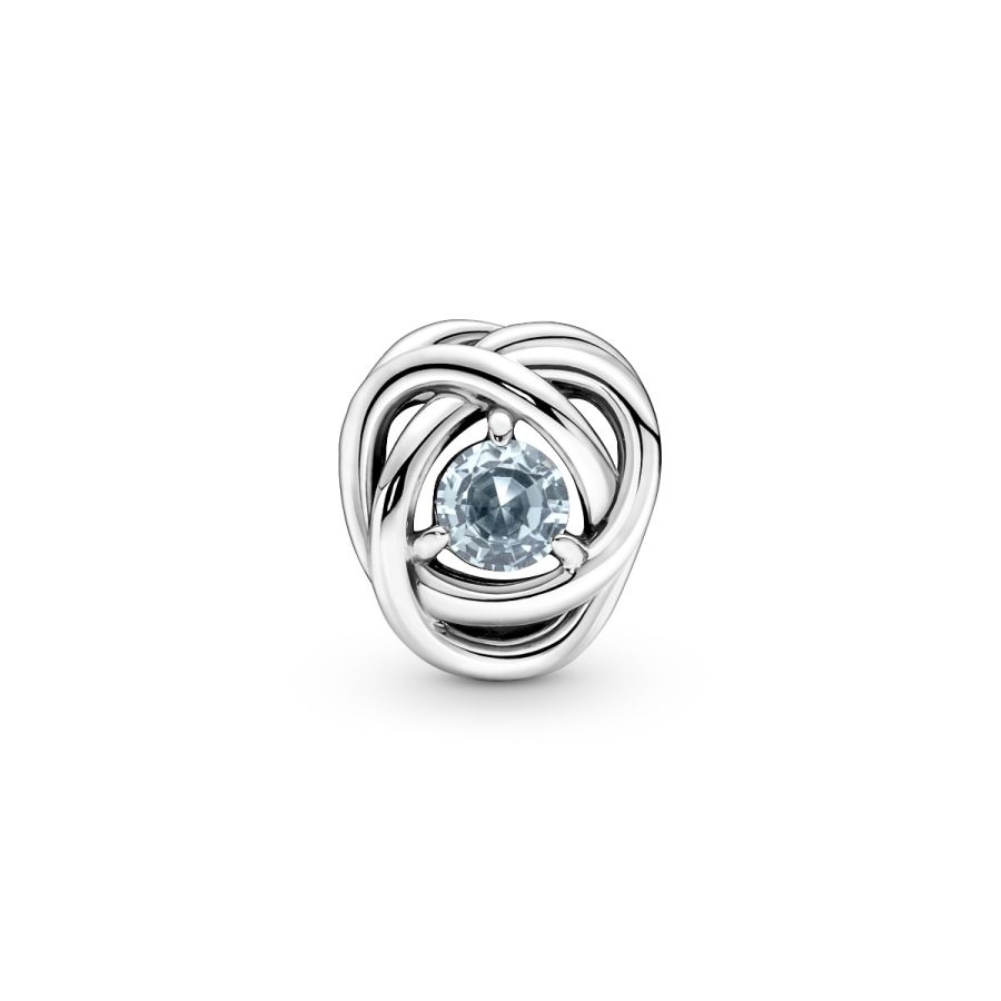 Charm März Geburtsstein Meer Aquablauer Ewigkeitskreis Silber
