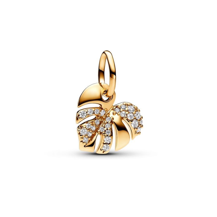 Charm-Anhänger Monstera Blatt Zirkonia Vergoldet Hauptbild