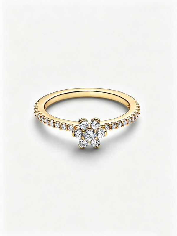 Funkelnde Blume Ring 14 Karat Vergoldung
