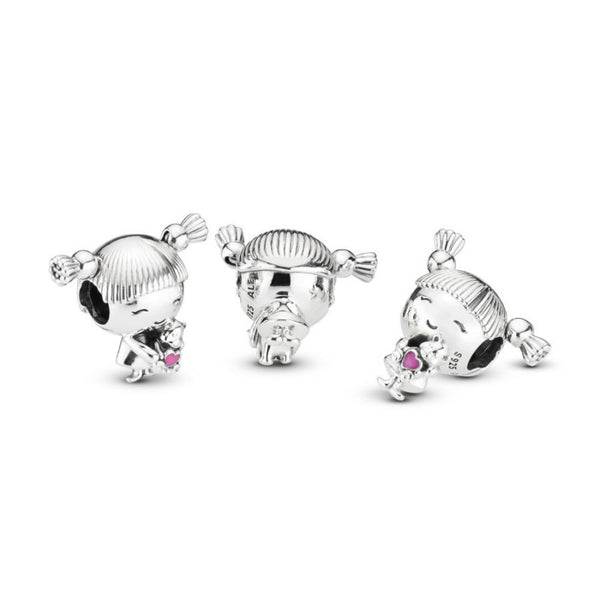 Charm Girl With Pigtails Sterling-Silber