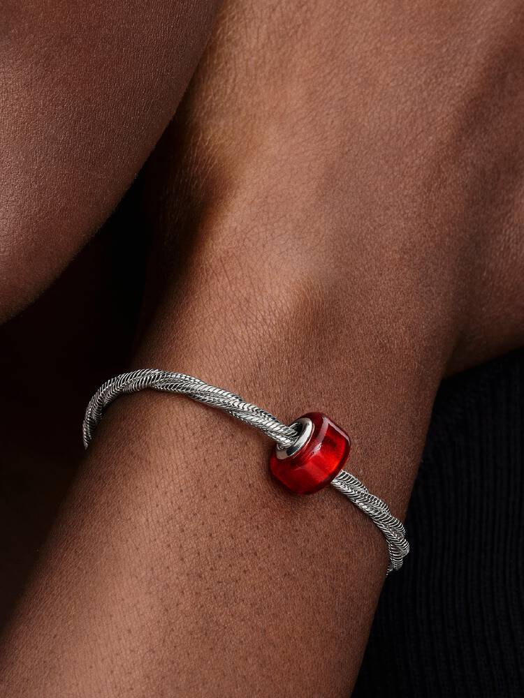 Rotes Murano-Glas-Charm Sterling-Silber Zweitbild