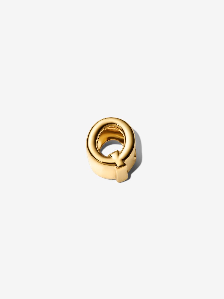 Buchstabe Q Alphabet-Mini-Charm 14 Karat Vergoldung Zweitbild