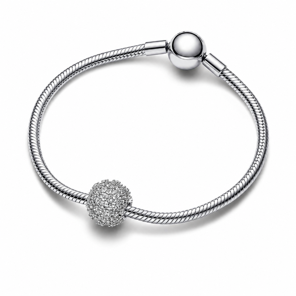 Charm Funkelndes Rundes Pavé Zirkonia Sterling-Silber