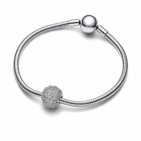 Charm Funkelndes Rundes Pavé Zirkonia Sterling-Silber