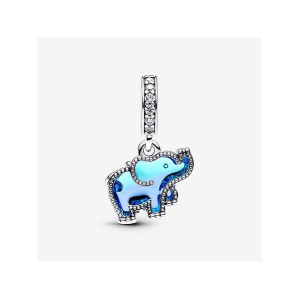 Charm-Anhänger Elefant Murano Zirkon Blau Silber
