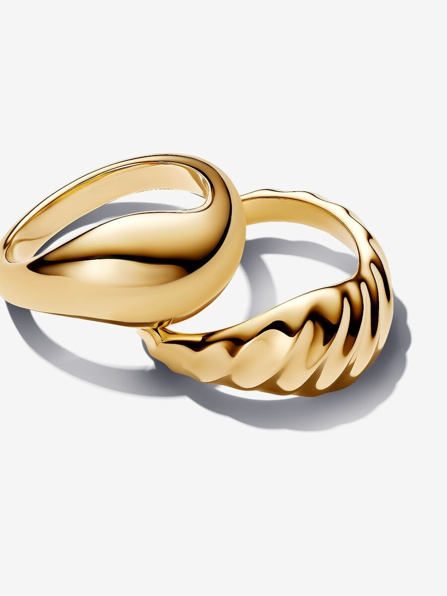 Wellige Kombinierbare Ringe 14 Karat Vergoldung