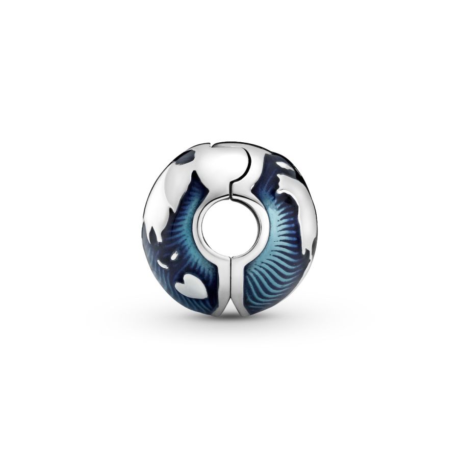 Clip Charm Blauer Globus Sterling-Silber