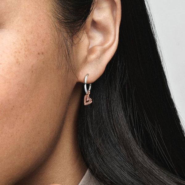 Ohrringe Funkelnde Freihand-Herz Silber 14k Rosé Vergoldet