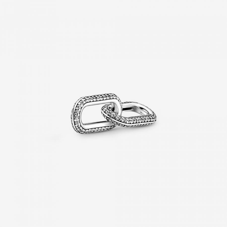 Doppel-Link Charm Styling Pavé Sterling-Silber