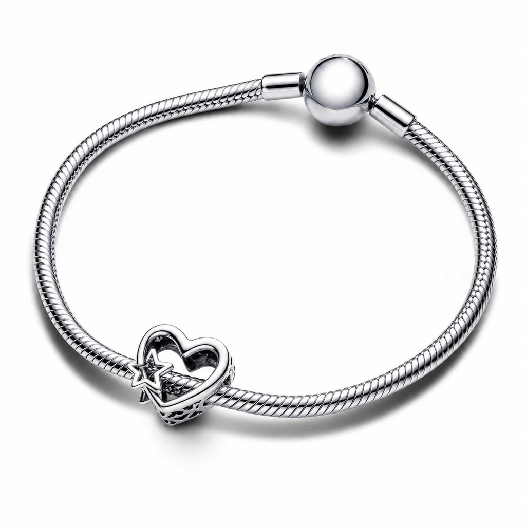 Charm Offen gearbeitetes Familie Herz & Stern Sterling-Silber