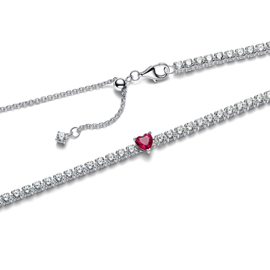 Halskette Choker Strahlenkranz Rotes Herz Silber  cm Zweitbild