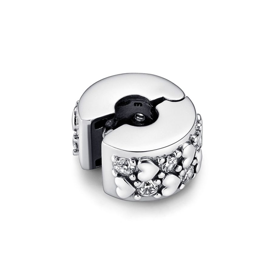 Charm Clip Funkelnder Unendlichkeit Herzen Sterling-Silber