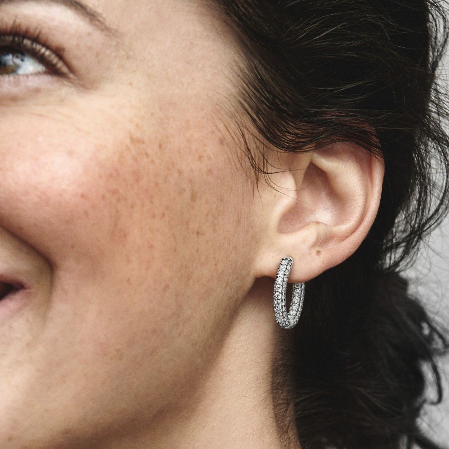 Ohrringe Creolen Timeless Einreihige Pavé Zirkonia Silber Zweitbild