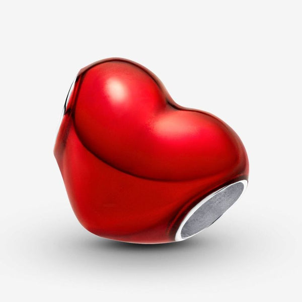 Charm Rotes Metallic-Herz Sterling-Silber