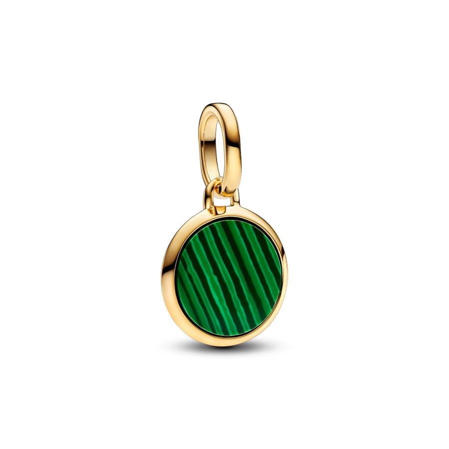 Mini-Medaillon-Charm Grün Gravierbar Vergoldet 763389C01