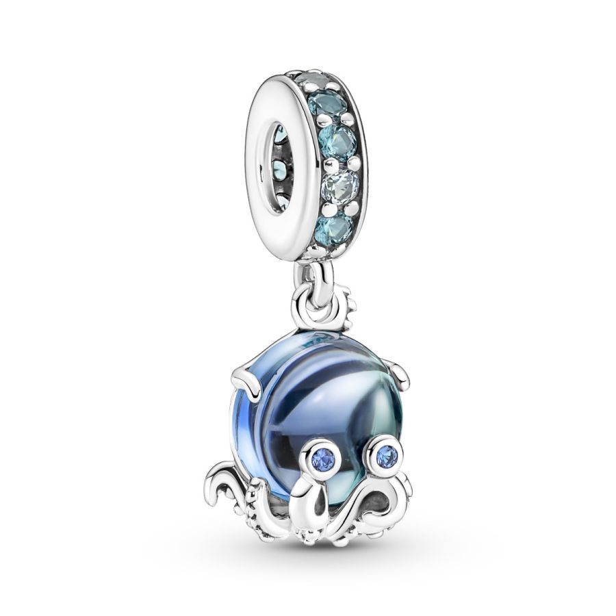 Charm-Anhänger Murano-Glas Süßer Oktopus Sterling-Silber Hauptbild