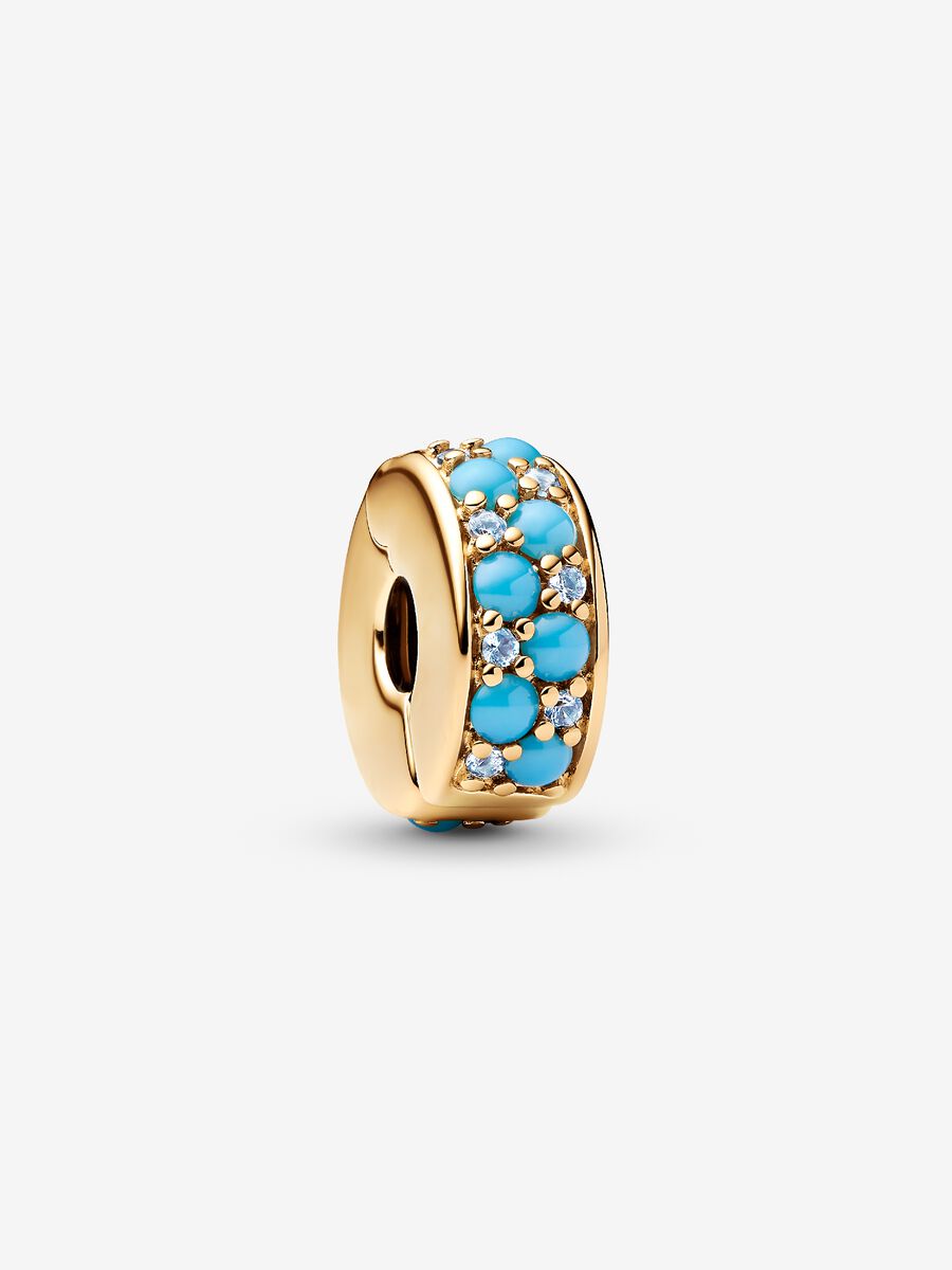 Aquablaues Clip-Charm 14 Karat Vergoldung