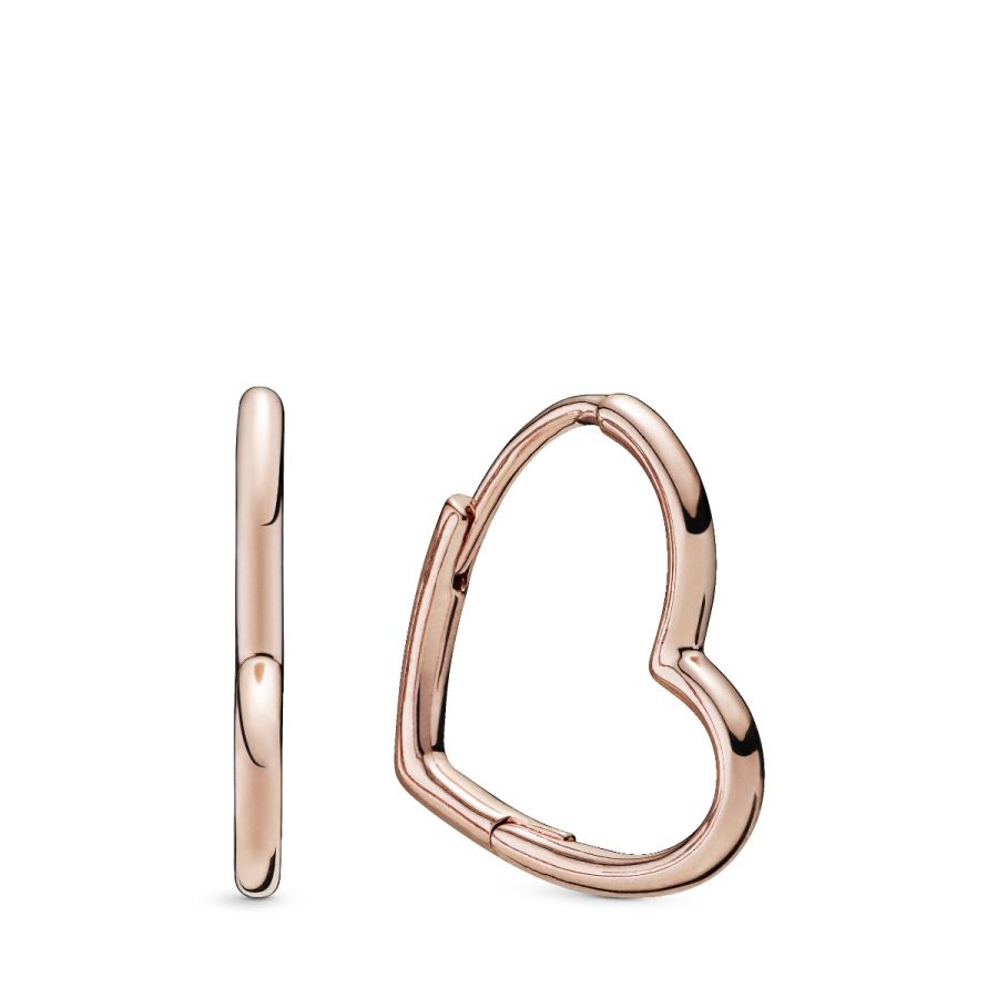 Ohrringe Creolen Asymmetric Heart 14k Rose Gold Plattiert