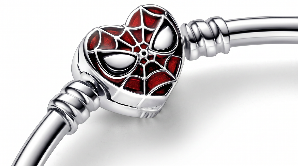 Armreif Spider-Man Maske Kugelverschluss Silber