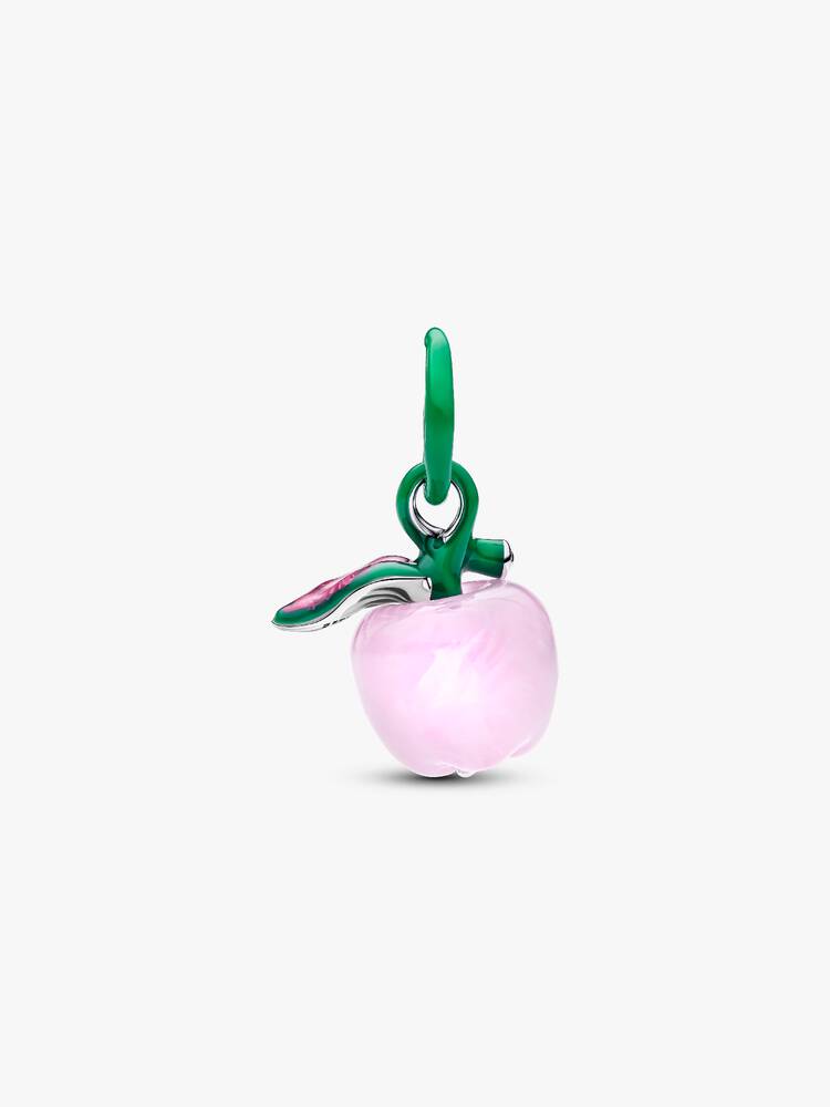 Rosafarbener Apfel Murano-Charm Sterling-Silber