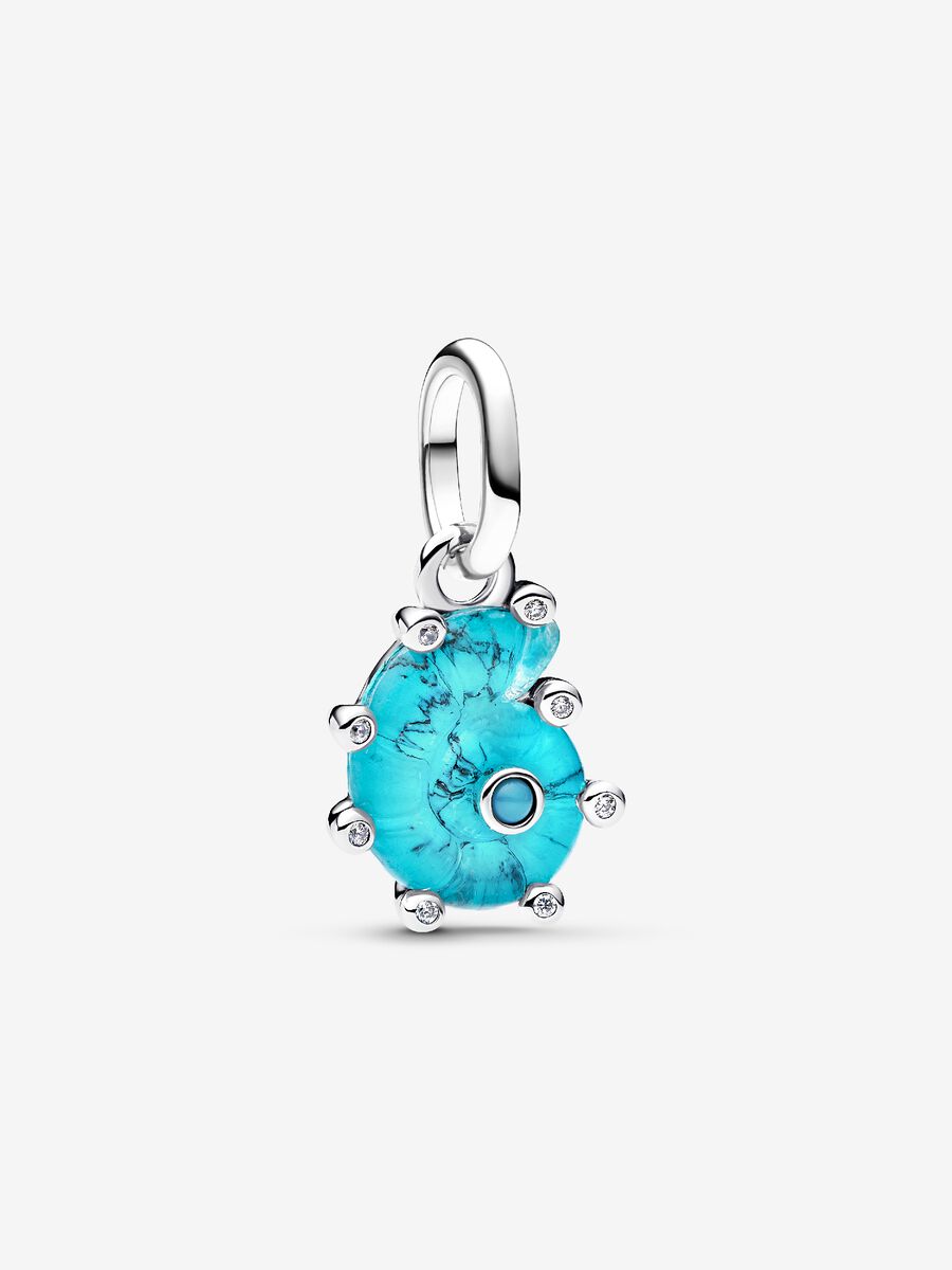 Blaue Murano-Glas Meeresschnecke Charm-Anhänger Sterling-Silber Hauptbild