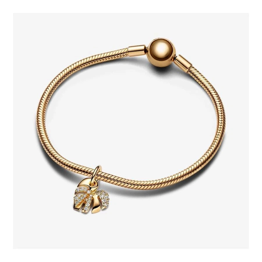 Charm-Anhänger Monstera Blatt Zirkonia Vergoldet