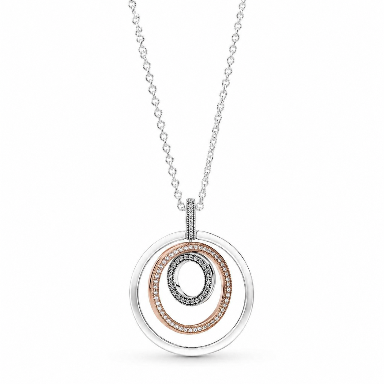 Rose 389483C01 Halskette mit Anhänger Zweifarbige Kreise Sterling-Silber 60 cm