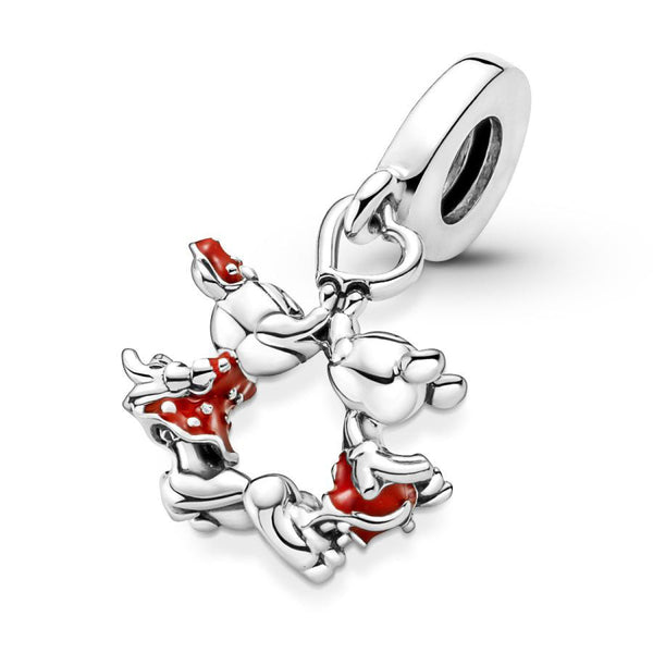 Charm-Anhänger Micky Maus und Minnie Maus Kuss Silber
