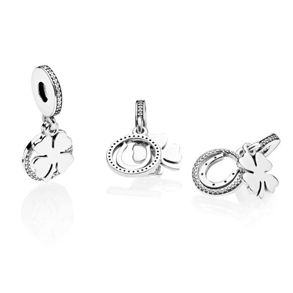 Charm-Anhänger Kleeblatt Sterling Silber
