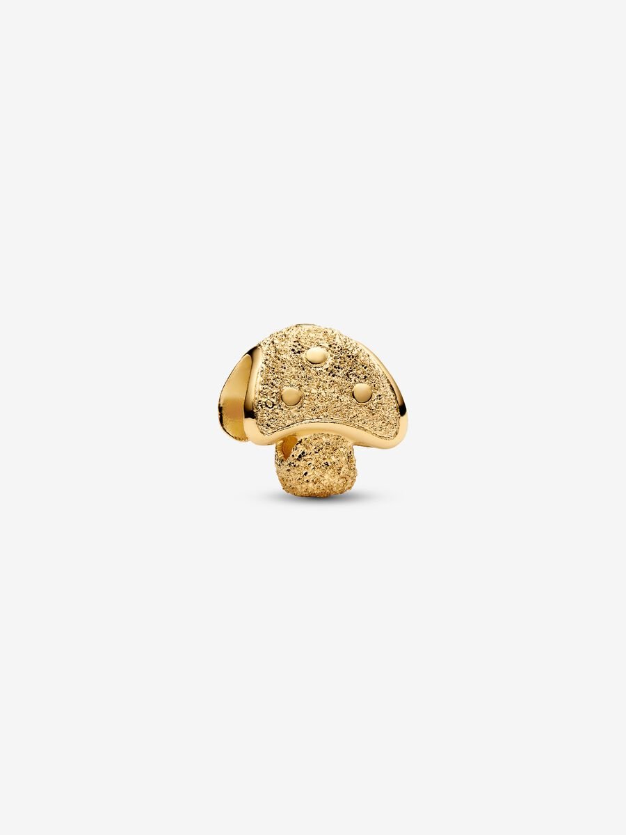 Strukturiertes Pilz Mini-Charm 14 Karat Vergoldung Hauptbild