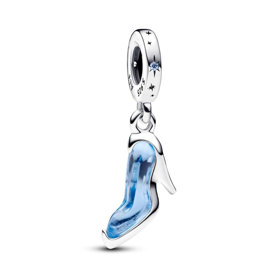 Charm-Anhänger Cinderellas Glasschuh Blau Silber