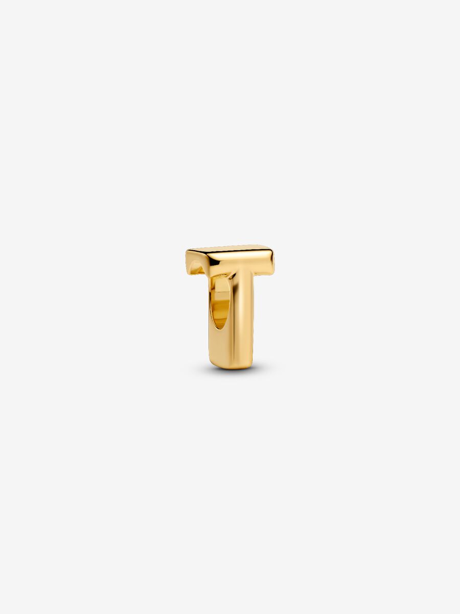Buchstabe T Alphabet-Mini-Charm 14 Karat Vergoldung