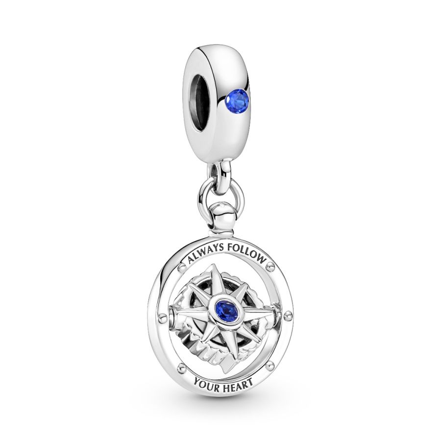 Charm-Anhänger Drehender Kompass Sterling-Silber