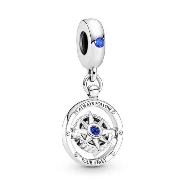 Charm-Anhänger Drehender Kompass Sterling-Silber