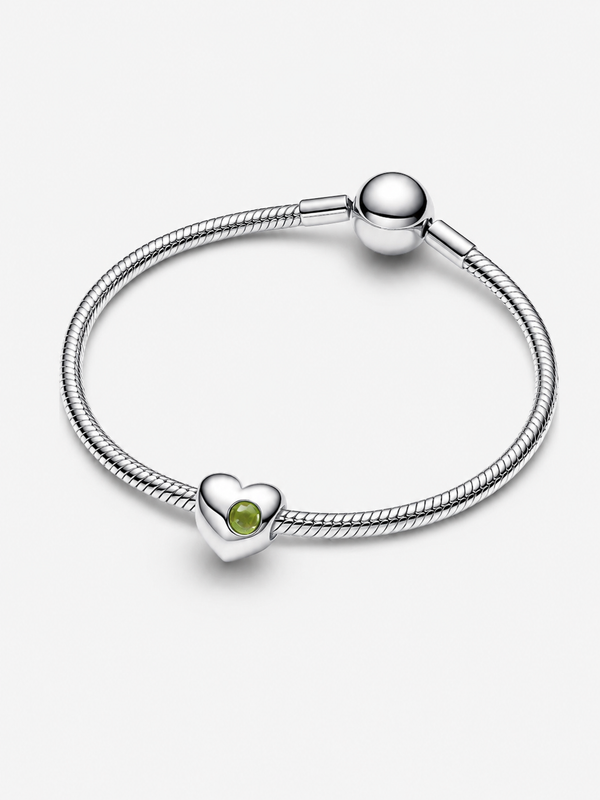 Gravierbares Frühlingsgrüner Stein Herz-Charm Sterling-Silber